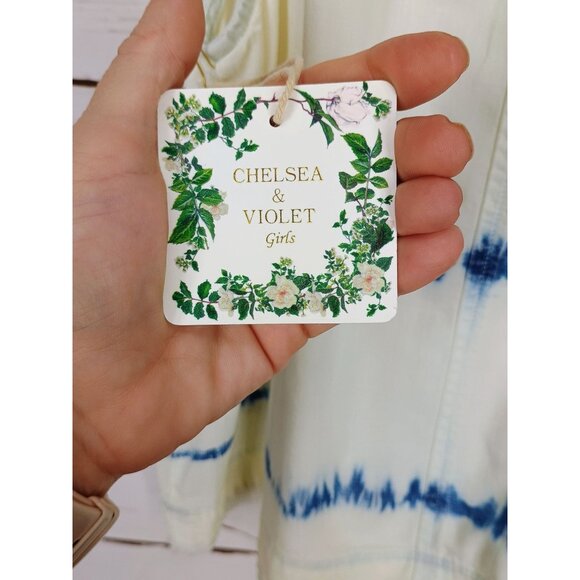 Tie-Dye White & Blue Sleeveless Top And Elastic Waist Shorts Set Girls Size 8 - Picture 8 of 10